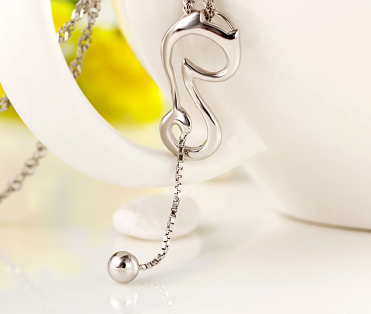 SS11016 S925 sterling silver necklace with cat paendant